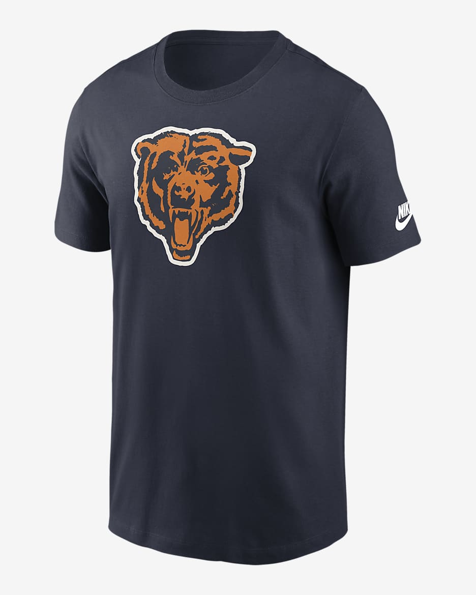 Men s Nike Navy Chicago Bears Rewind Logo Essential T Shirt Size Large